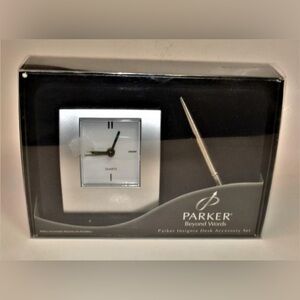 Parker Insignia Desk Accessory Set Ballpoint Pen & Desktop clock
Parker box